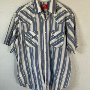 Large Ely Plains western pearl snap, vintage